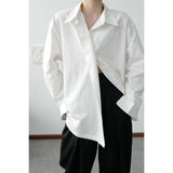 Men's One Button Asymmetrical Shape Loose Long Sleeve Shirt