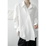 Men's One Button Asymmetrical Shape Loose Long Sleeve Shirt