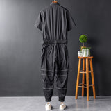 Men's Fashion Casual Long Sleeve Jumpsuits Short Sleeve Casual Stylish Rompers Coverall