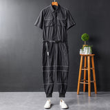 Men's Fashion Casual Long Sleeve Jumpsuits Short Sleeve Casual Stylish Rompers Coverall