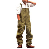 Men's American Retro Casual Loose Solid Color Cargo Overalls