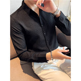 Men Business Casual Solid Color Long Sleeve Shirt