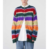 Contrast Rainbow Stripe Knit Cardigan