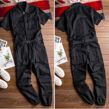 Men's Retro Casual Multi-Pocket Short Sleeve Coveralls