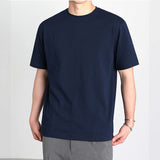 Men's Casual Simple Cotton Solid Color Round Neck Short-sleeved Loose T-Shirt