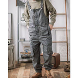 Men's Vintage Casual Solid Straight Multi-pocket Cargo Overalls