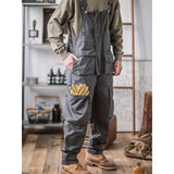 Men's Vintage Casual Solid Straight Multi-pocket Cargo Overalls