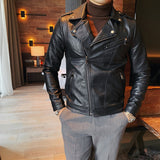 Men's Fleece Padded Leather Biker Jacket