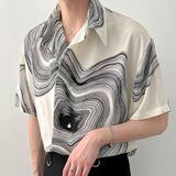 Men's Summer Geometric Print Drape Short Sleeve Shirt