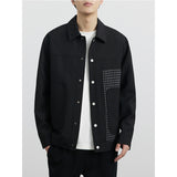 Men's Paneled Houndstooth Black Lapel Jacket