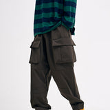 Men Casual Loose Pocket Wide Leg Trousers