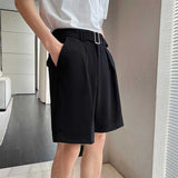 Men's Business Ice Silk Belt Suit Pants Loose Drape Shorts