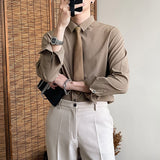 Men's British Vintage Slim Business Striped Shirt