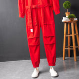 Men's Fashion Casual Long Sleeve Jumpsuits Button-Front Work Coverall with Multi Pockets