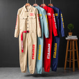 Men's Fashion Casual Long Sleeve Jumpsuits Cotton Button Down One Piece Coverall Tracksuits with Pockets