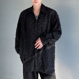 Men's Asymmetrical Double Front Tassel Irregular Jacquard Shirt