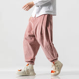 Men's Japanese Retro Casual Loose Solid Color Corduroy Pants