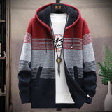 Men's Plush Sweater Plus Size Jacket Hooded Knit Cardigan