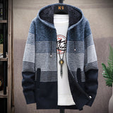 Men's Plush Sweater Plus Size Jacket Hooded Knit Cardigan