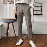 Men's Casual Slim Solid Color Cropped Pants