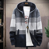 Men's Plush Sweater Plus Size Jacket Hooded Knit Cardigan