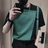 Men's Business Casual Fake Two Piece Stitching Top Short Sleeve T-Shirt