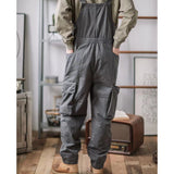 Men's Vintage Casual Solid Straight Multi-pocket Cargo Overalls