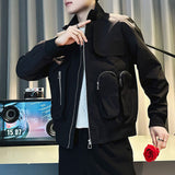 Men's Stand Collar Cargo Pocket Jacket