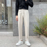 Men's Business Loose Straight Pants Elastic Waist Casual Suit Pants