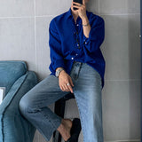 Men Casual Fall Solid Color Drape Long Sleeve Shirts