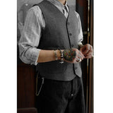 American Classic Retro Casual Tweed Coffee Houndstooth Vest