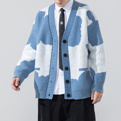 Loose Crew Neck Knitted Cardigan