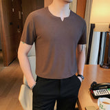 Men's Business British Summer Tight V-neck T-shirt