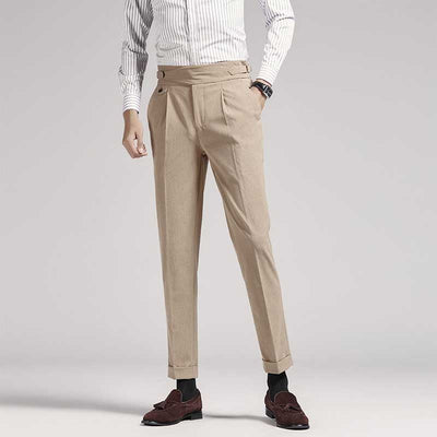 Men's Draped Business Casual Slim High Waist Suit Pants