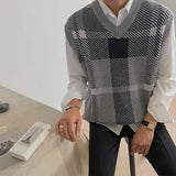 Check V-Neck Knit Sweater Vest