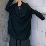 Ruffled Mid-Length Knit Cape