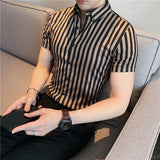 Men's Business Casual Slim Fit Striped Long Sleeve Shirt