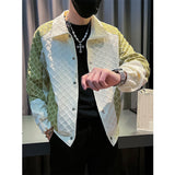 Men's Plaid Panel Casual Cropped Jacket