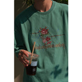 Rose Embroidered Cotton Vintage T-Shirt