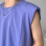 Men's Sleeveless T-Shirt Shoulder Pads Loose Vest