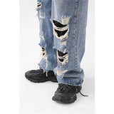 Men Retro Street Hip Hop Ripped Straight Jeans