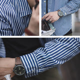 Retro Military Style Blue and White Stripes Shirts