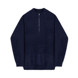 Mock Neck Zipper Navy Blue Sweater