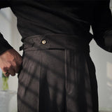 Men British Vintage Casual Neapolitan High Waist Straight Leg Pants