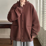 Men American Vintage Waffle Hooded Cardigan