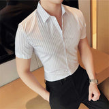 Men's Business Casual Slim Fit Striped Long Sleeve Shirt