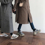 Vintage Plaid Mid Length Coat