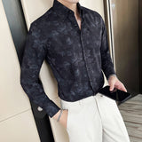 Men's Business Casual Slim British Floral Shirt