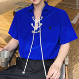 Drawstring Casual Short Sleeve Shirt