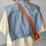 Distressed Denim Sleeveless Vest Jacket